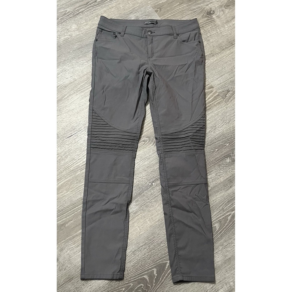 Prana Grey Mid-Rise Brenna Moto Skinny Pants Women's Size 12 34x30
